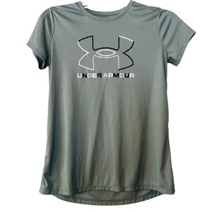 Under Armour Sage Green Short Sleeve Logo Tee Girls L Like New
